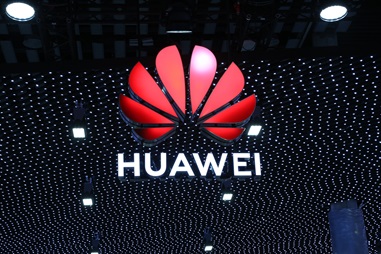 Huawei signboard at Mobile World Congress 2019.